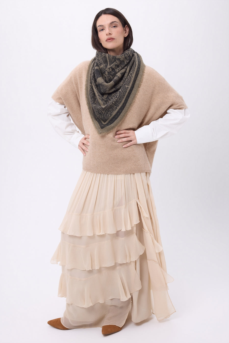 Bandana grande Grande Serre - Caqui jaspeado - Mujer