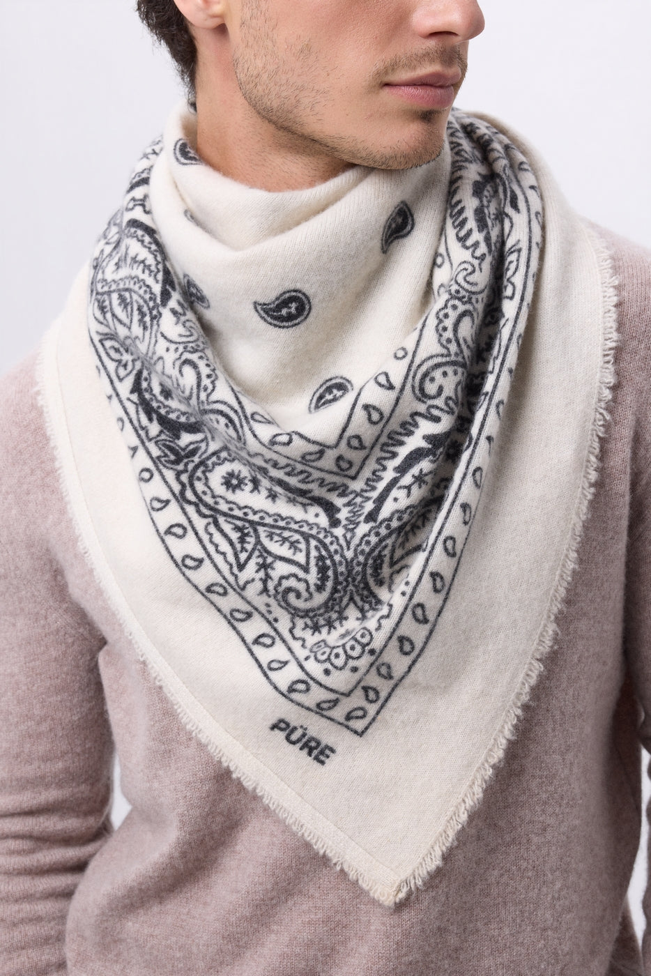 Gran bandana Presley - Blanco negro - Hombre