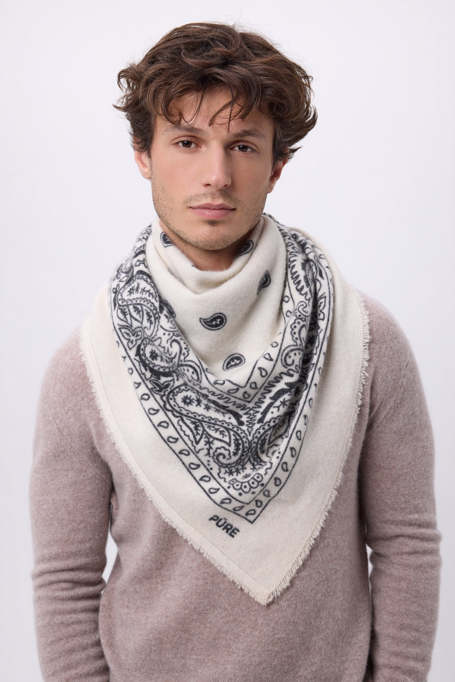 Gran bandana Presley - Blanco negro - Hombre