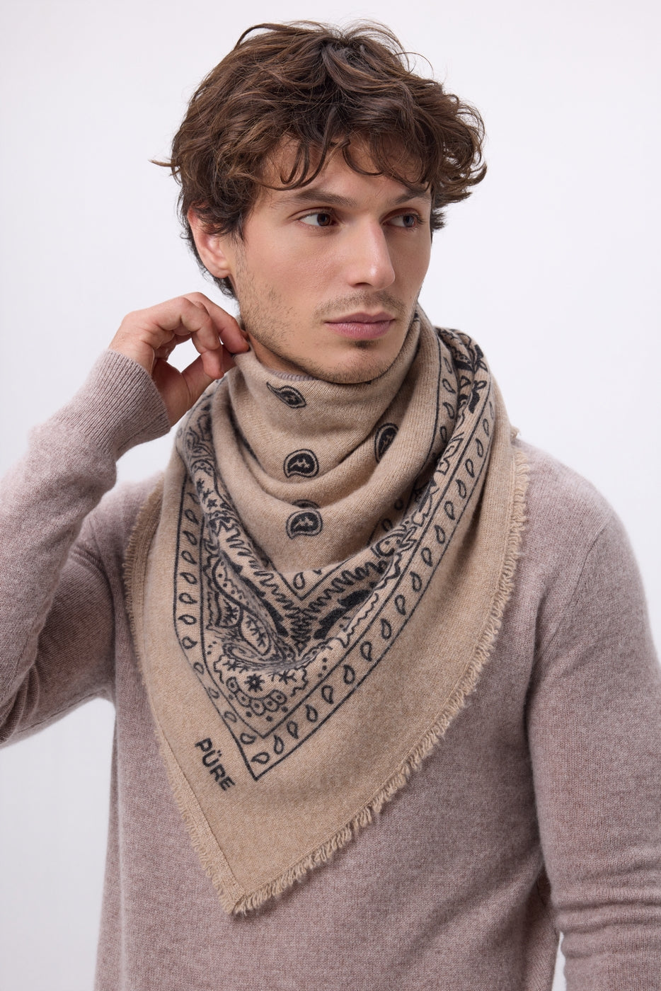 Grand Bandana Presley - Beige Noir - Homme