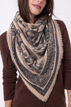 Grand Bandana Toile De Jouy - Beige Creme - Femme