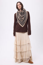 Grand Bandana Toile De Jouy - Beige Creme - Femme