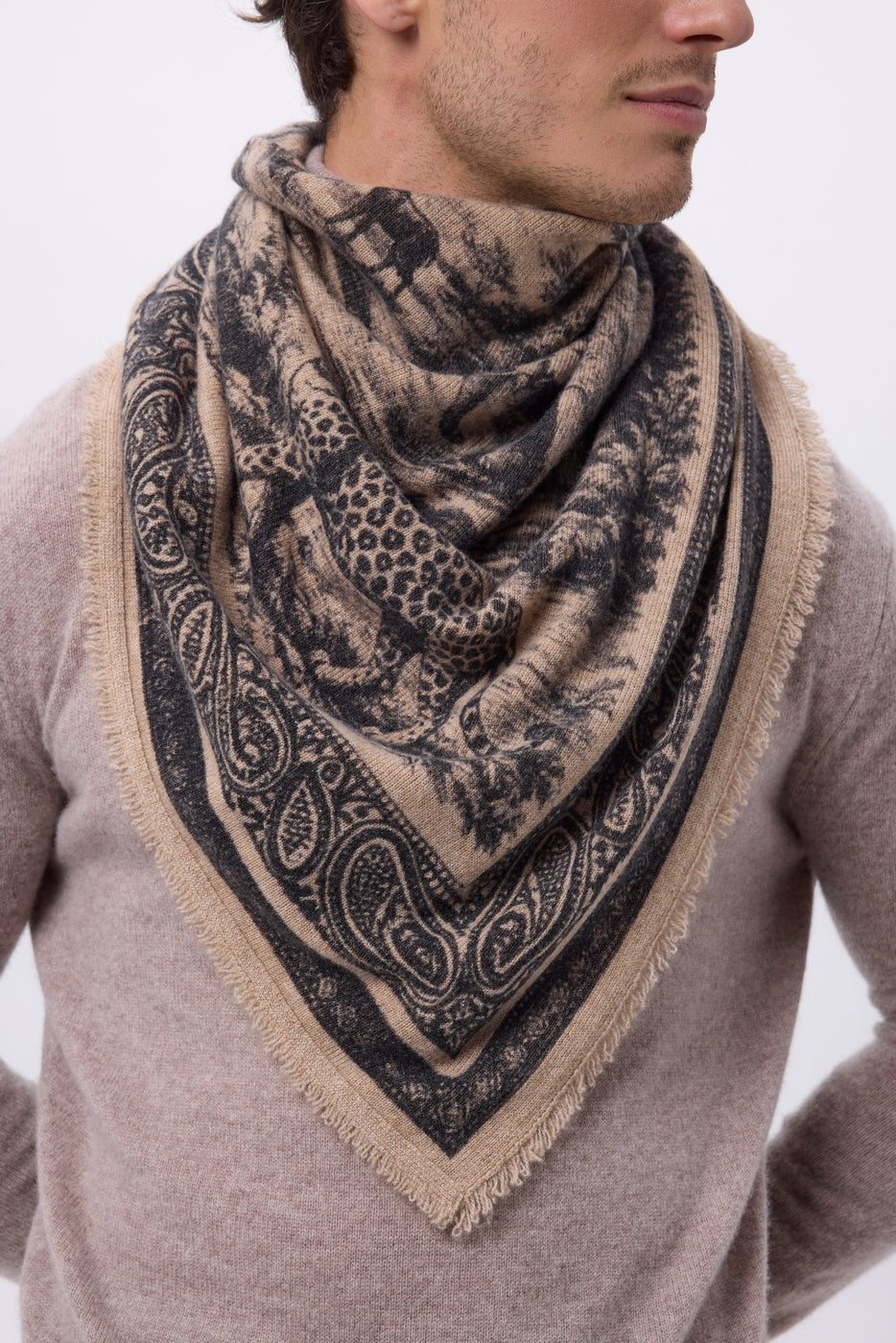 Bandana grande Toile De Jouy - Beige crema - Hombre