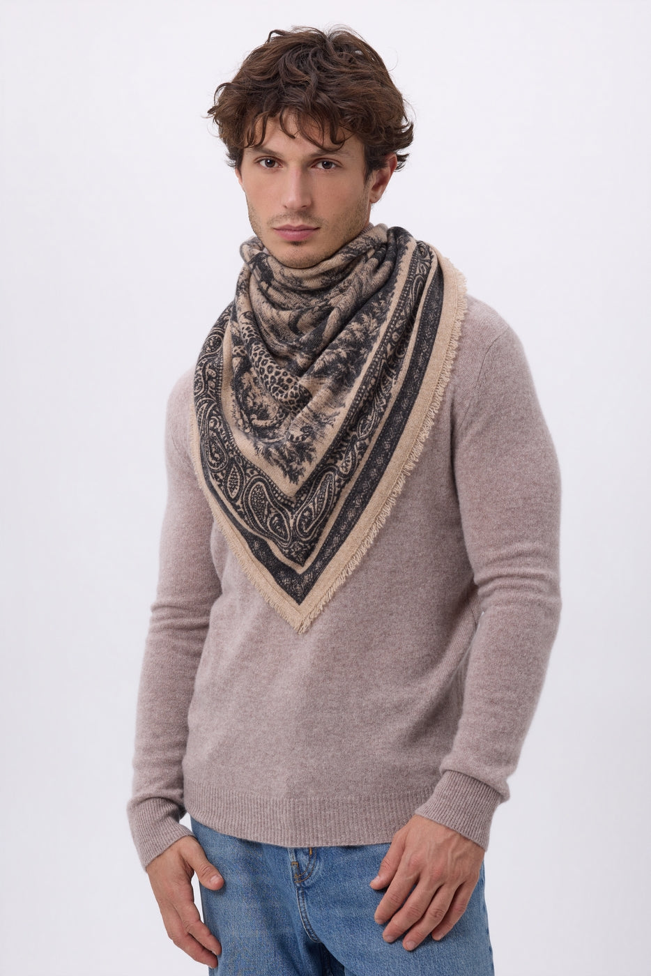 Bandana grande Toile De Jouy - Beige crema - Hombre