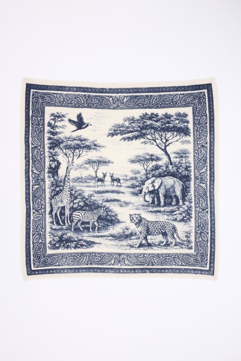 Grand Bandana Toile De Jouy - Bleu Marine - Femme