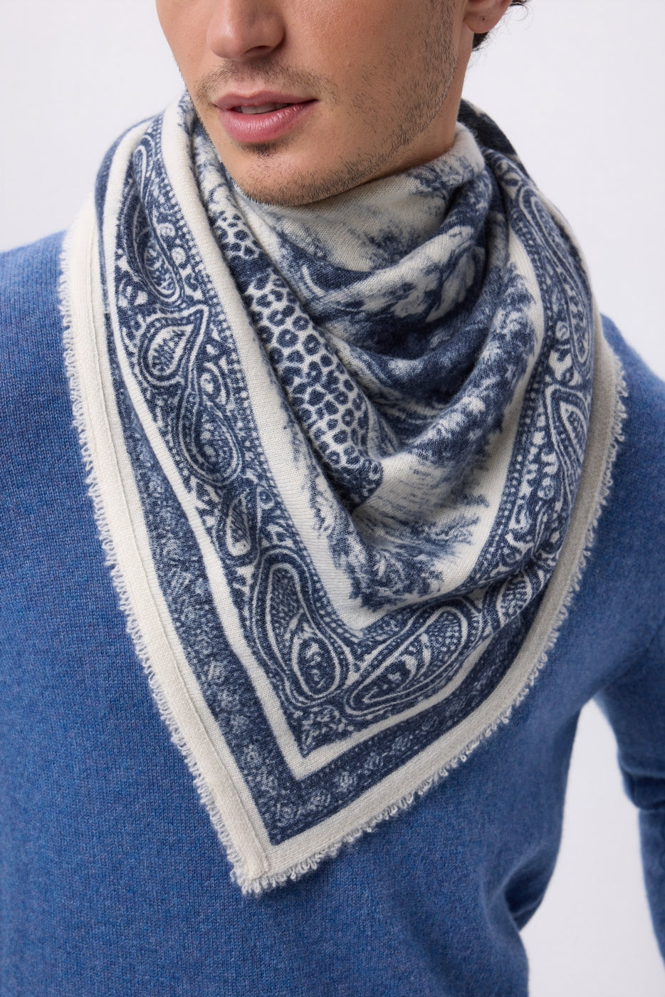 Bandana grande Toile de Jouy - Azul marino - Hombre
