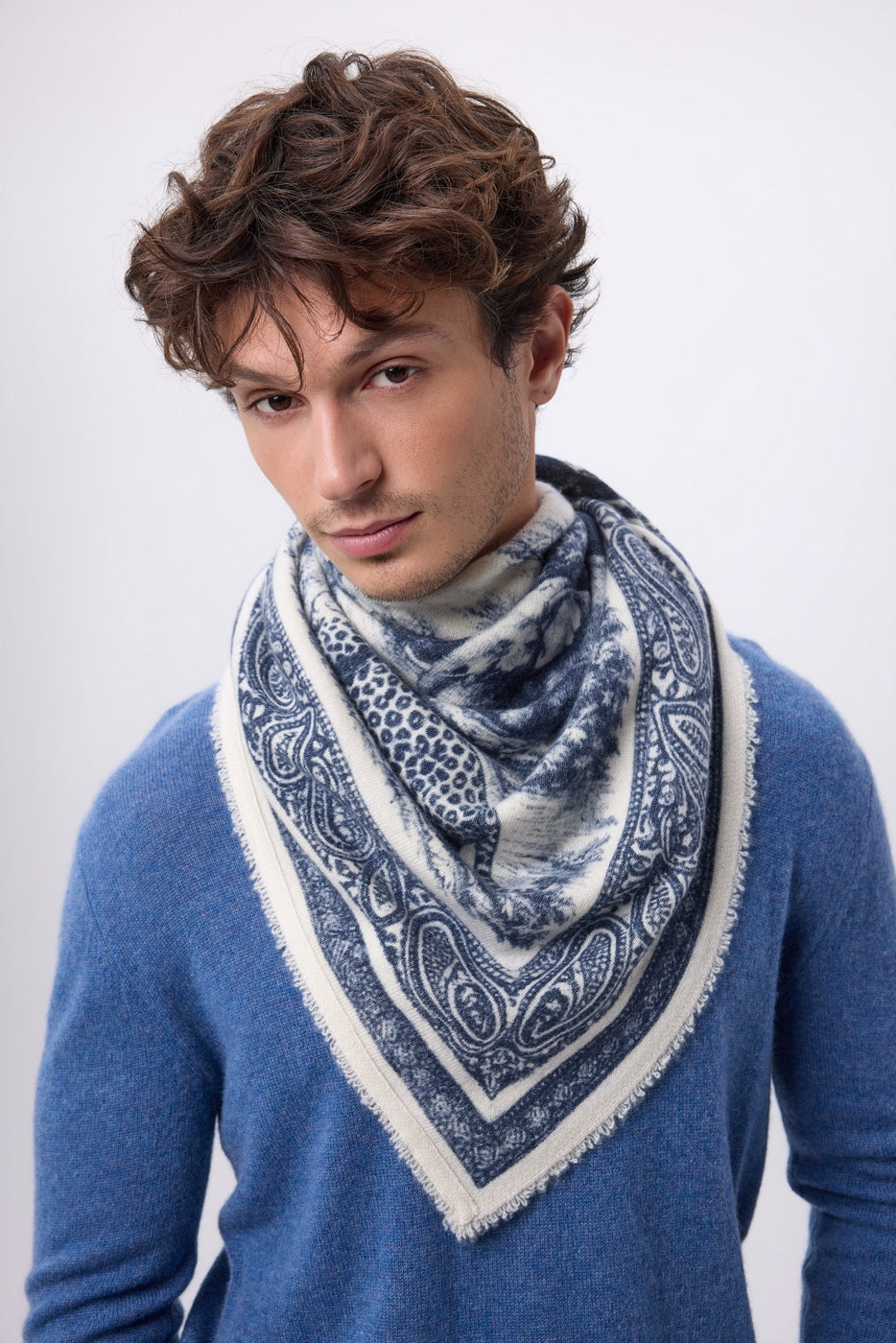 Bandana grande Toile de Jouy - Azul marino - Hombre