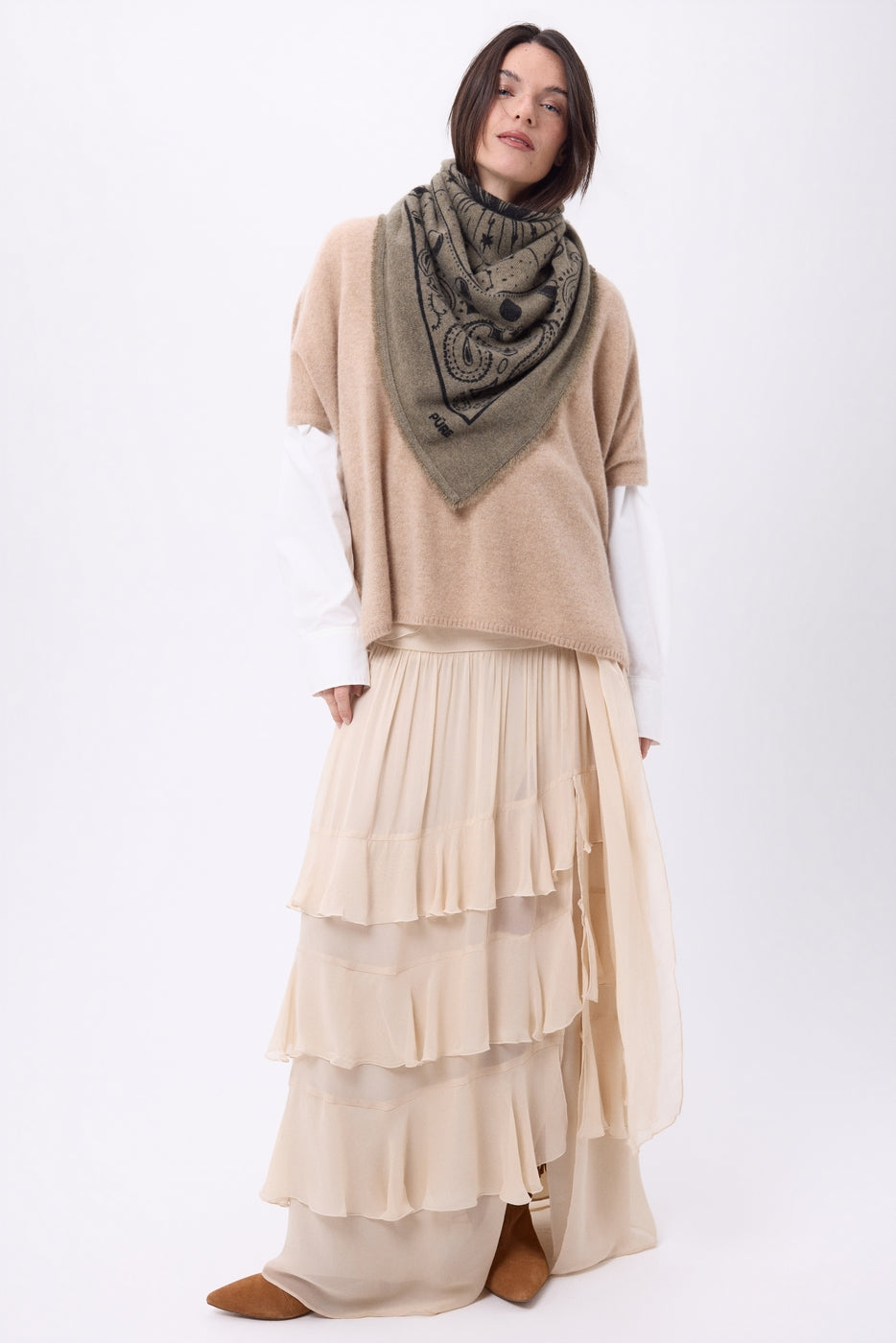 Grand Bandana Zodiac - Khaki Chine - Femme