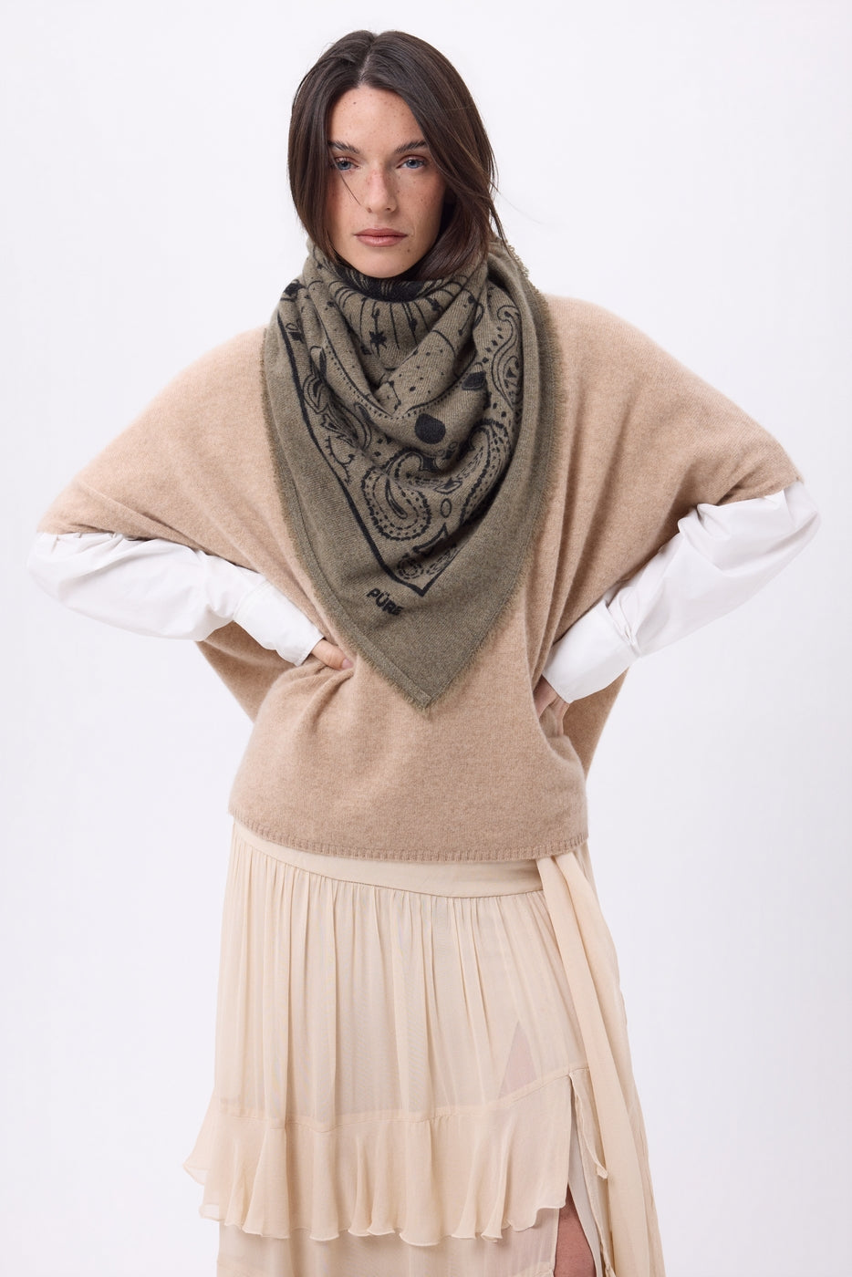 Grand Bandana Zodiac - Khaki Chine - Femme