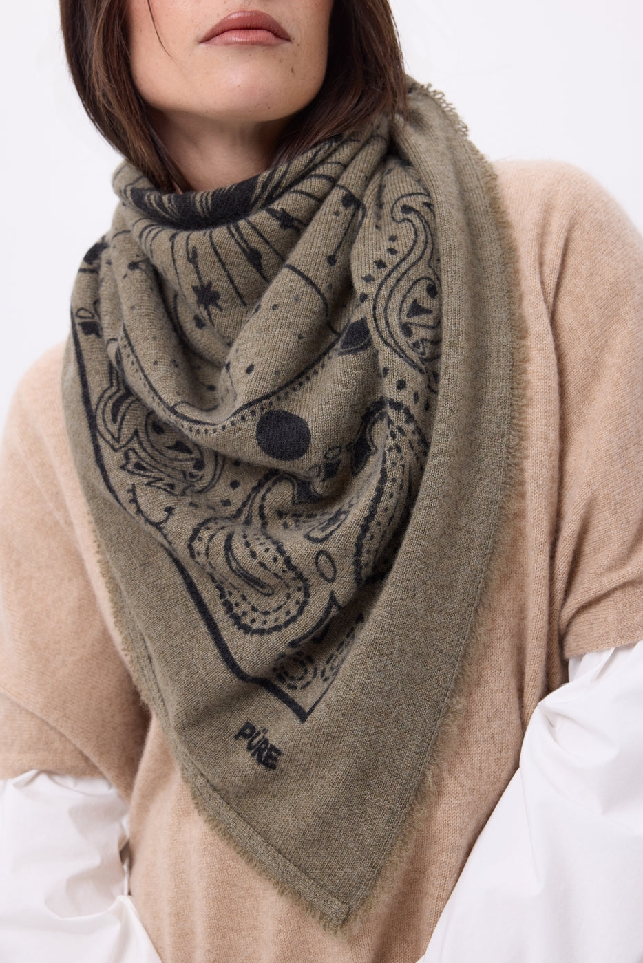 Grand Bandana Zodiac - Khaki Chine - Femme