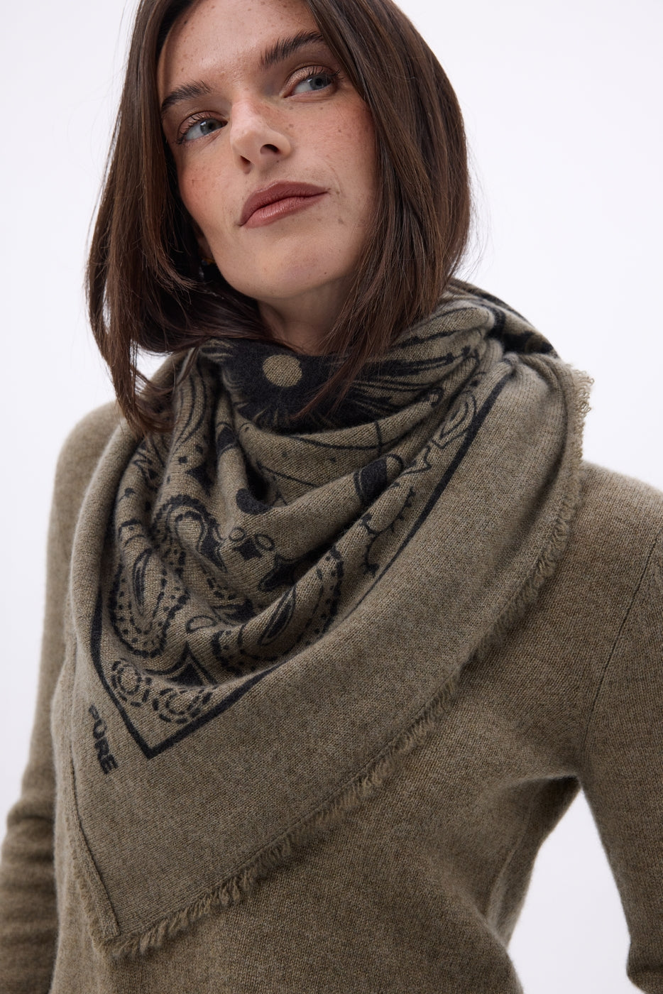 Grand Bandana Zodiac - Khaki Chine - Femme