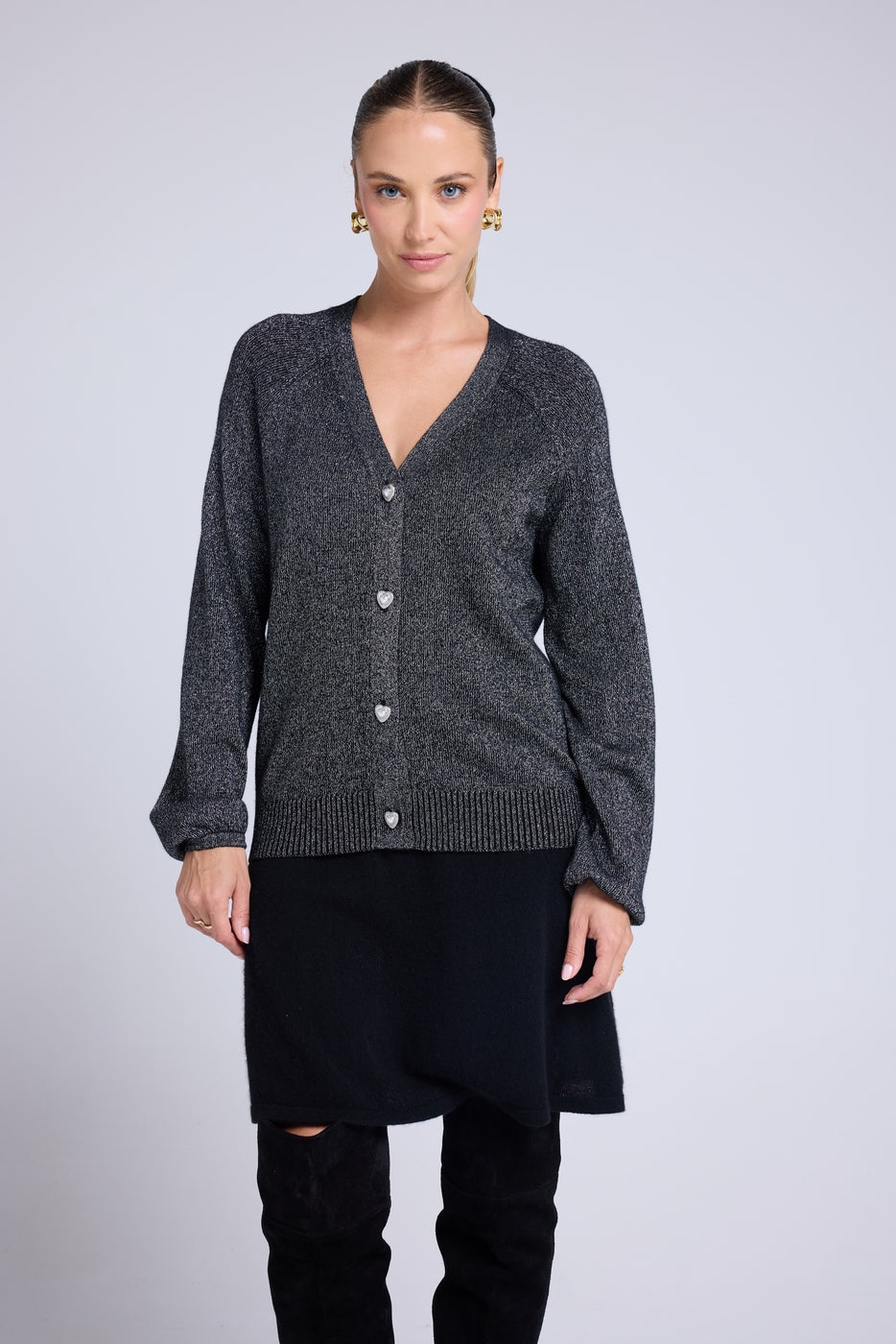 Cardigan Lurex Bijoux Billie - Silversvart