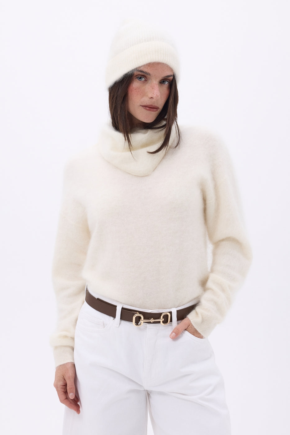 Bonnet – Cachemire Brossé Bill - Blanc - Mixte