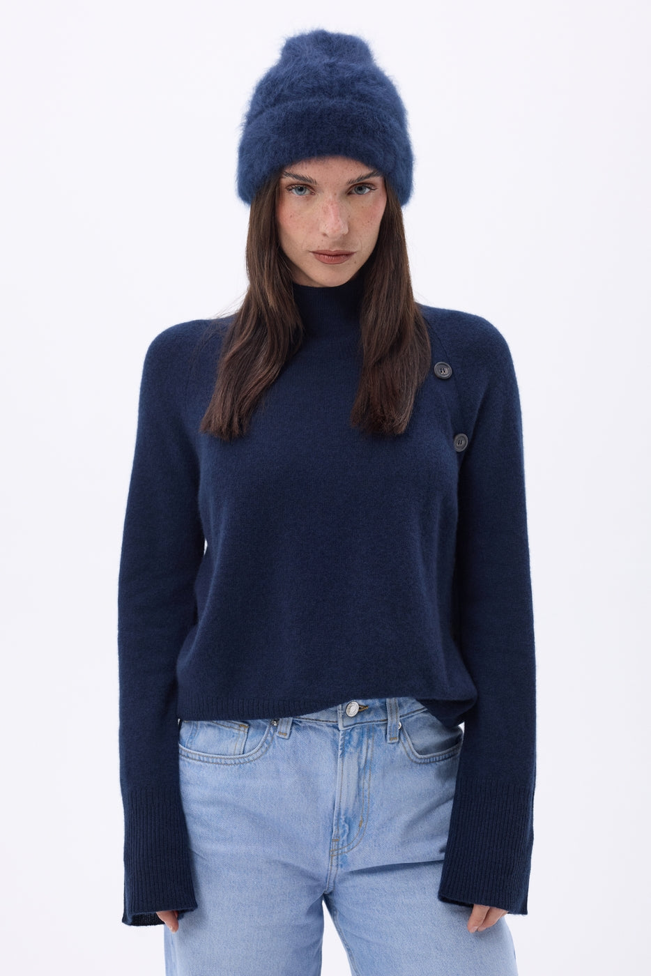 Beanie – Brushed Cashmere Bill - Navy Blue - Unisex