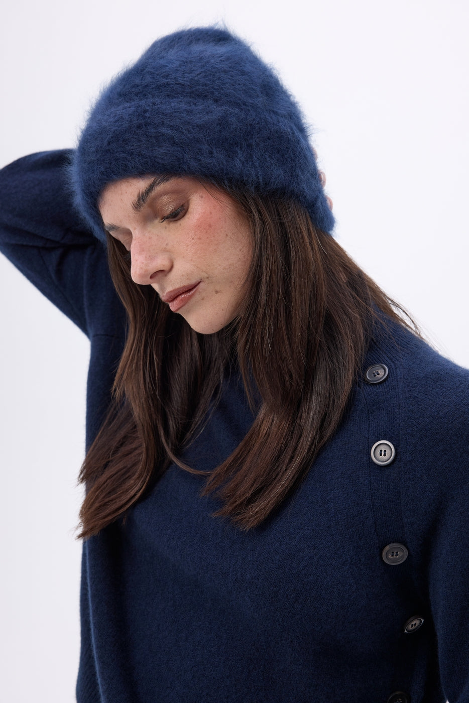 Beanie – Brushed Cashmere Bill - Navy Blue - Unisex