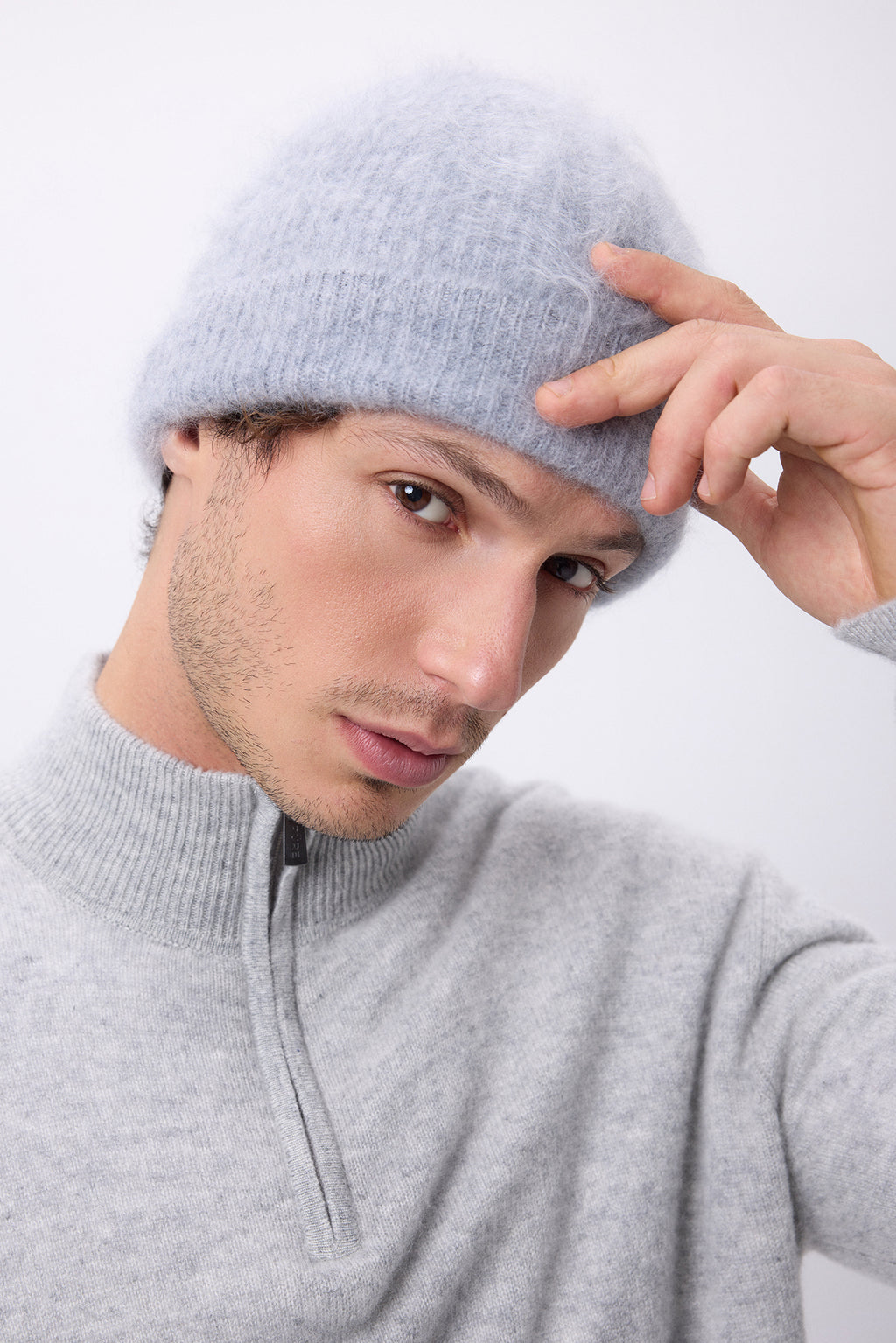 Gorro – Cachemira Cepillada Bill - Gris Claro - Unisex - 100% Cachemira Cepillada