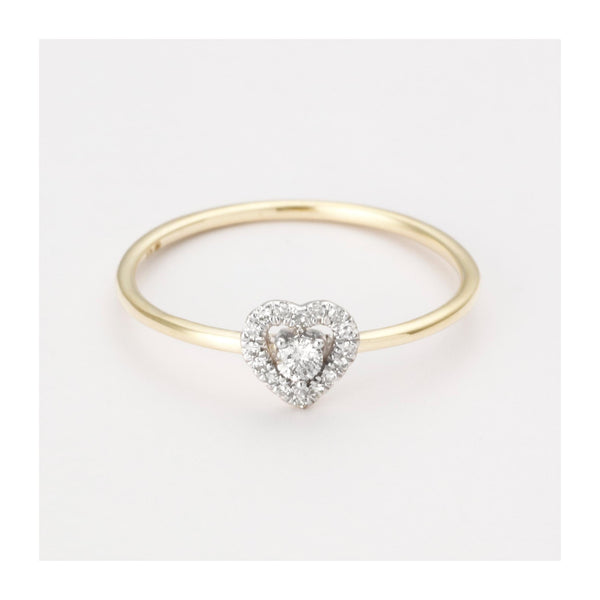 Diamanta – Anello "Cœur Éternel" D0,10/17, anello sottile in oro giallo con motivo a cuore con diamanti