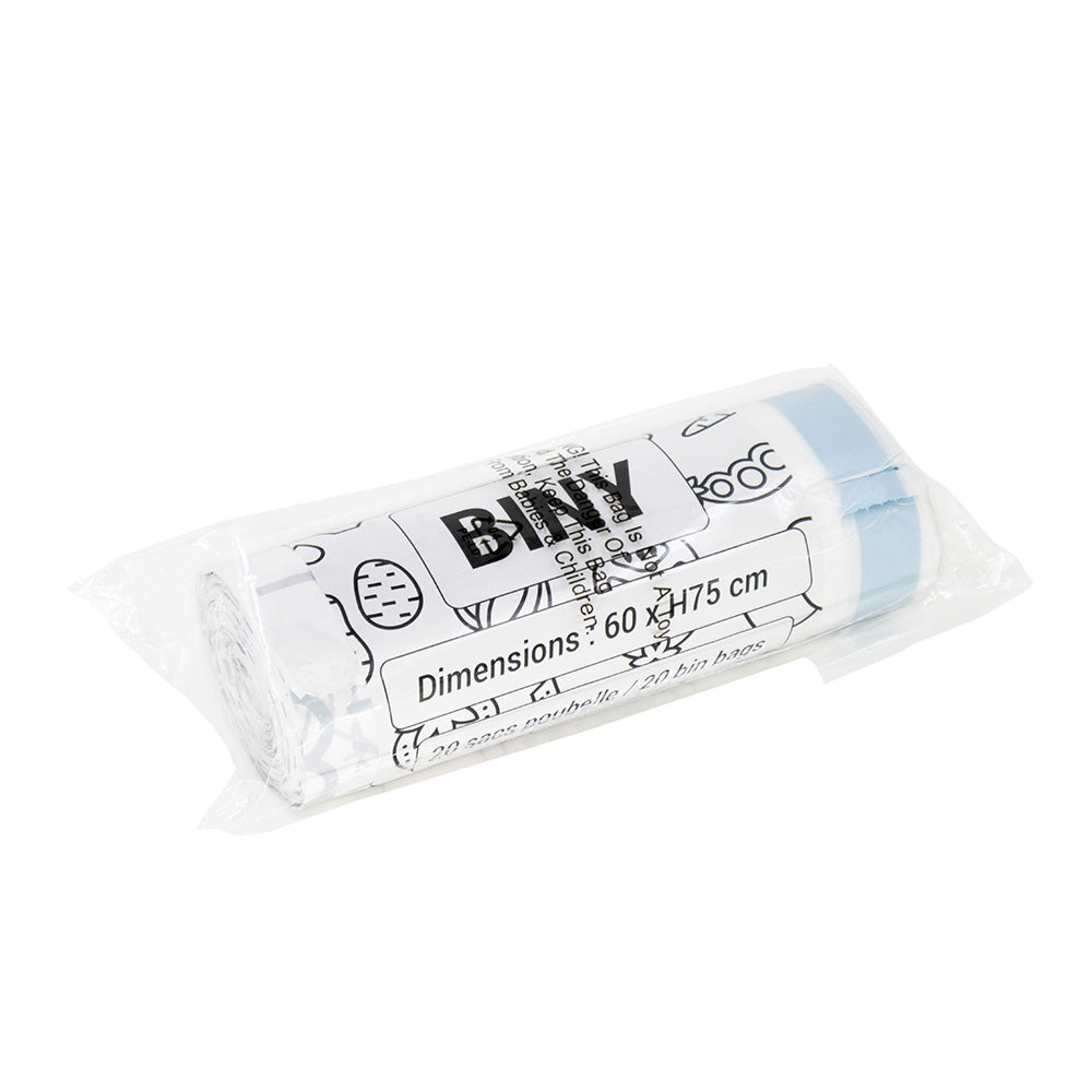 20 Sacs Poubelles Résistants Biny - 50L - Blanc