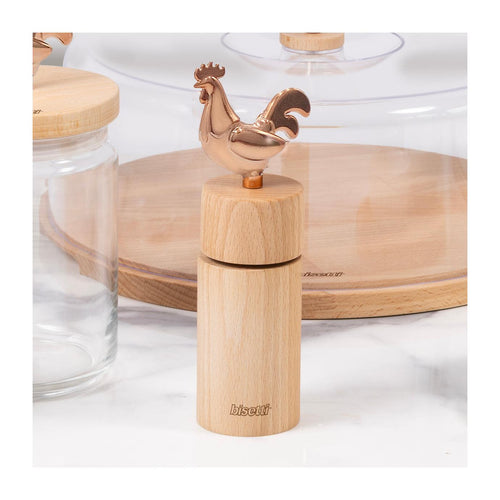 Moulin À Poivre/Sel « Cocorico » En Hêtre Huilé Naturel Ø6Xh.19 Cm