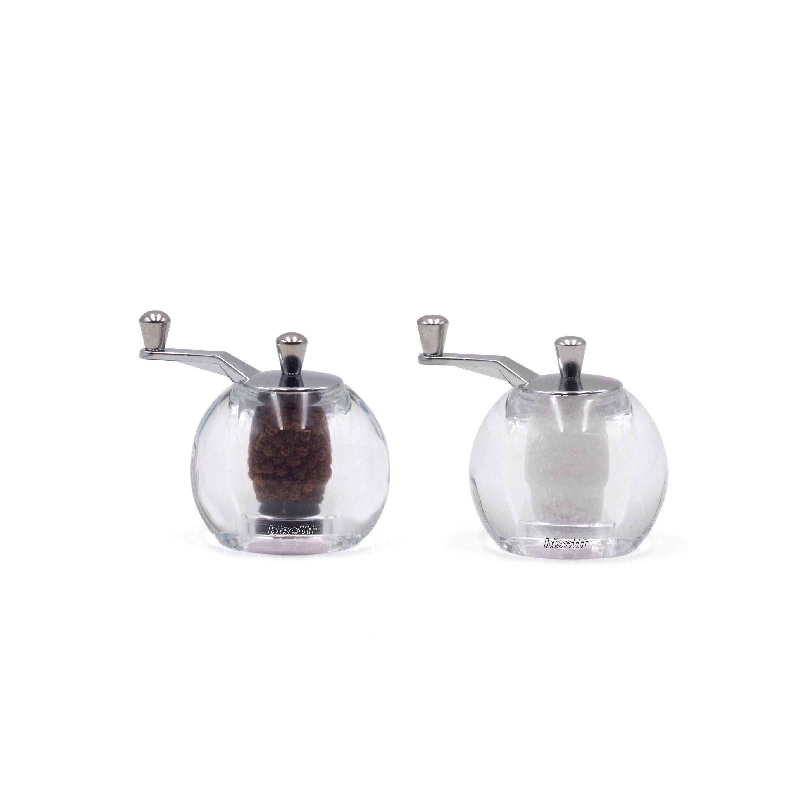 Acrylic Salt and Pepper Mill Set "Pesaro-Urbino" with 9 cm Handle