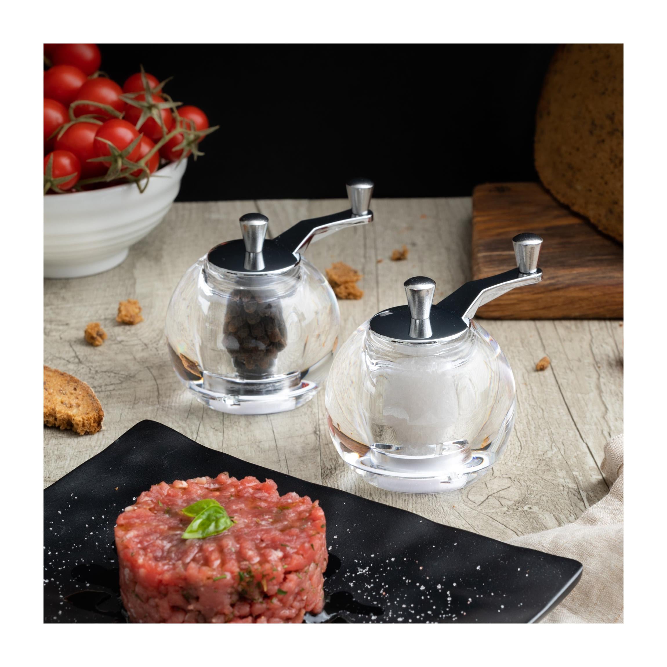 Acrylic Salt and Pepper Mill Set "Pesaro-Urbino" with 9 cm Handle