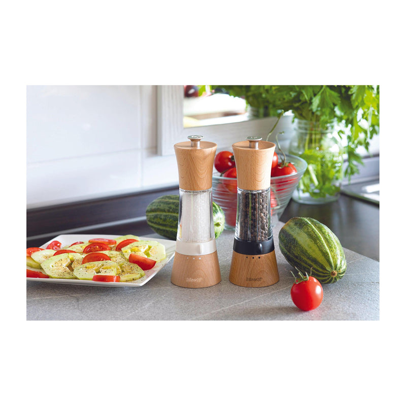 Fixation Au Moulin À Sel Et Poivre : Tête De Corps Acrylique Et Plinthe Naturel 18 Cm