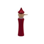Spice Mill "Pinocchio" in Natural Lacquered Beech / Red Collar / White