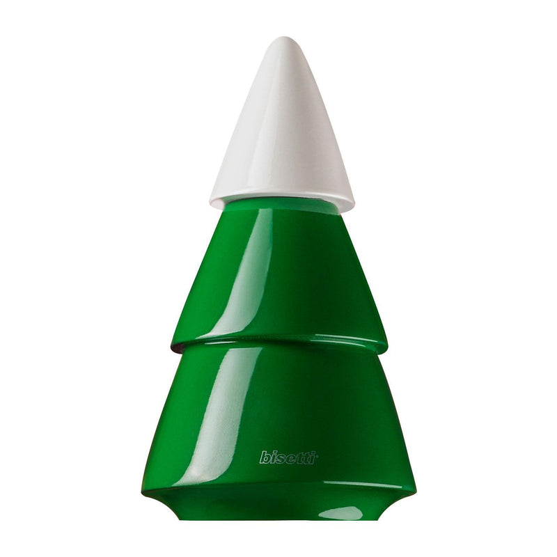 Moulin À Épices « Sapin De Noël » En Hêtre Peint En Vert Avec Une Pointe Blanche