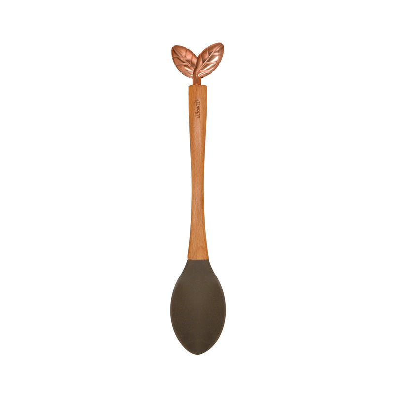 Cuillère En Silicone « Printemps D’Or » Avec Un Manche En Hêtre Naturel