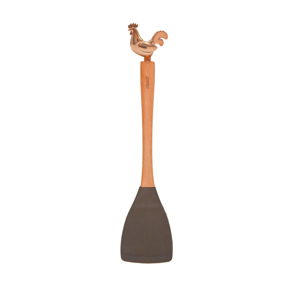 Spatule En Silicone « Cocorico » Avec Manche En Hêtre Naturel