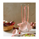 Ensemble De 6 Ustensiles De Cuisine En Silicone Stone Rose Avec Support En Métal.