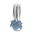 Set Of 6 Pierre Gourmet Silicone Kitchen Utensils With Metal Stand.