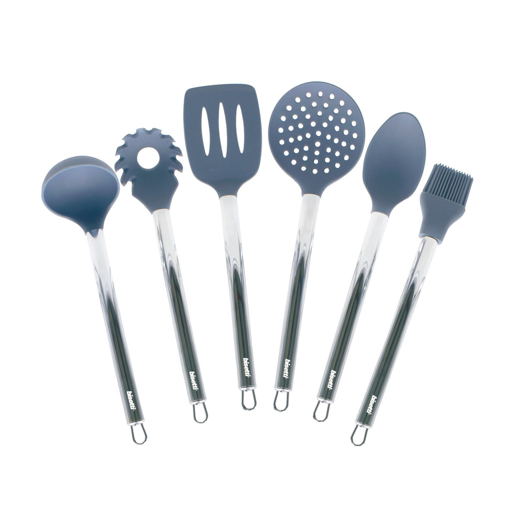 Set Of 6 Pierre Gourmet Silicone Kitchen Utensils With Metal Stand.