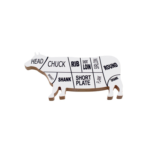 Planche À Découper De Hêtre « Vache » Peinte En Blanc Sérigraphiée