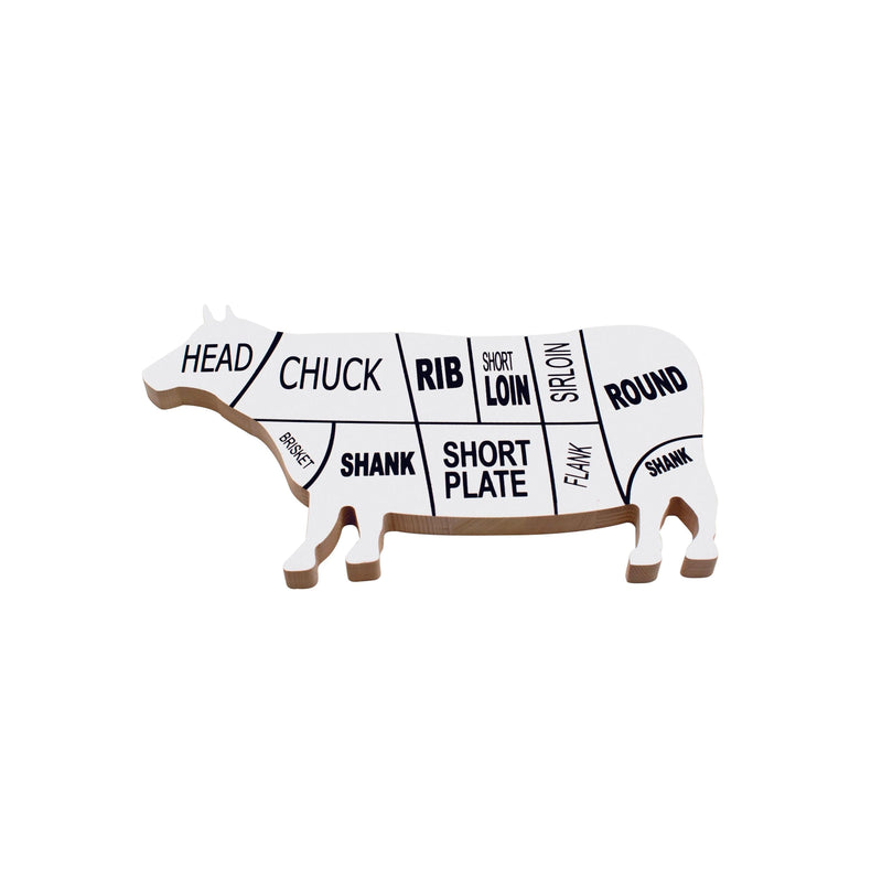 Planche À Découper De Hêtre « Vache » Peinte En Blanc Sérigraphiée