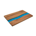 "Positano" Large Cutting Board in Solid Acacia with Blue Resin