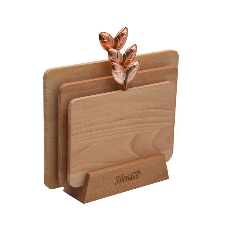 Ensemble « Printemps D’Or » De 3 Planches À Découper En Hêtre Naturel Avec Base