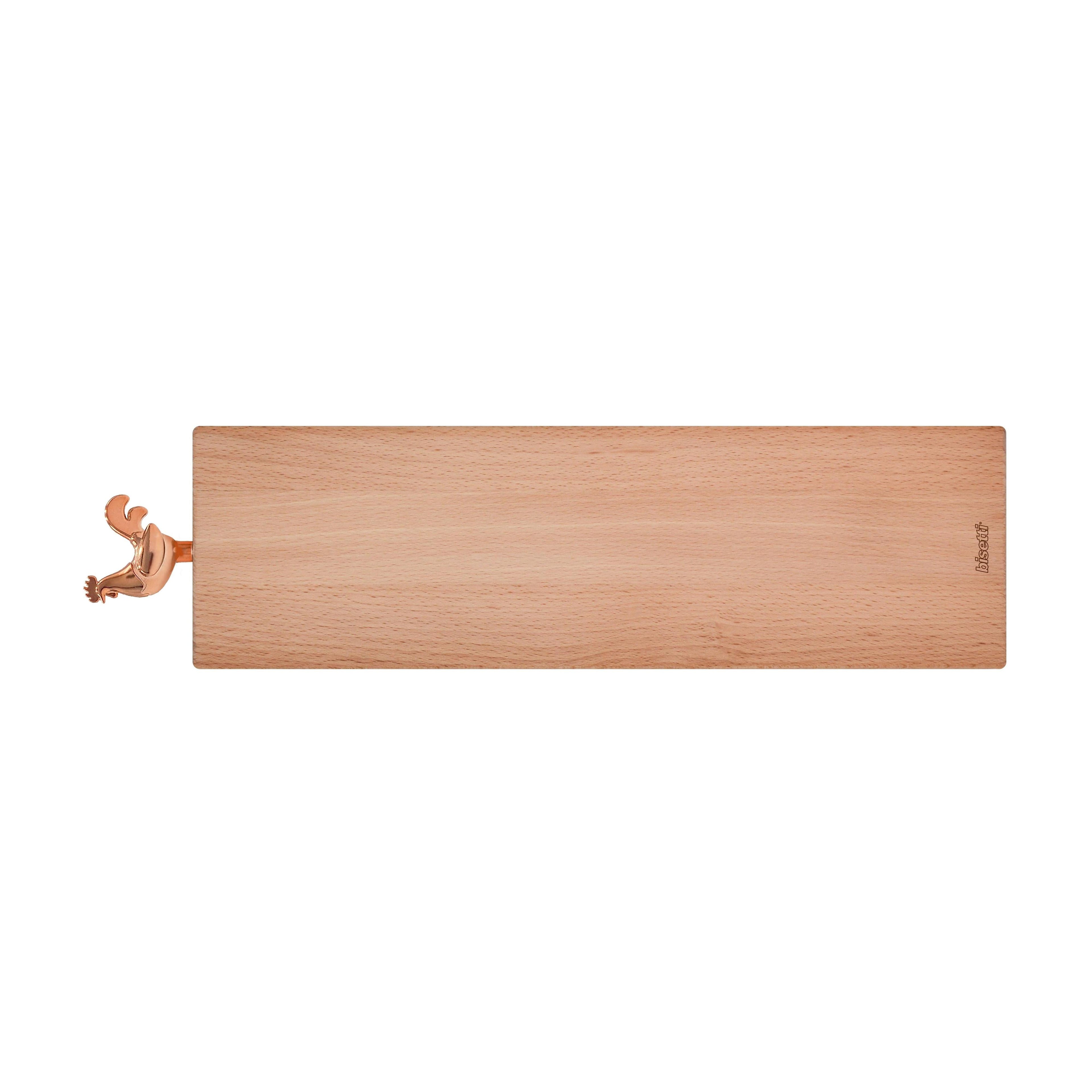 Planche À Découper De Salami De Hêtre Huilé Naturel « Cocorico » 40X11X2 Cm