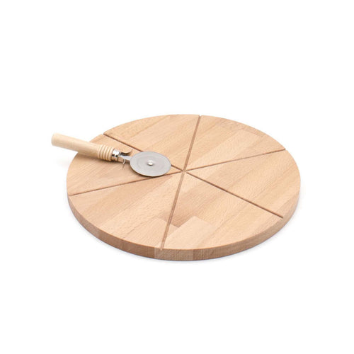 Planche À Découper En Hêtre Avec Roue Coupe-Pizza