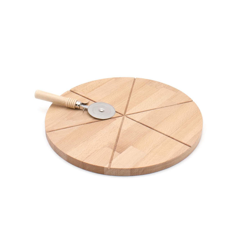 Planche À Découper En Hêtre Avec Roue Coupe-Pizza