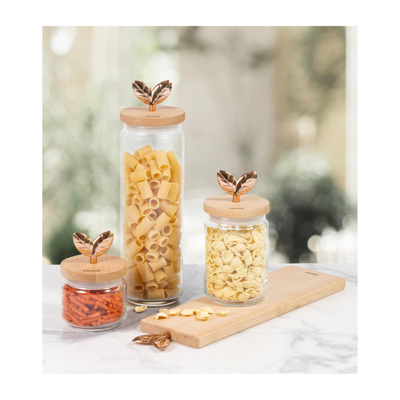 Bocal En Verre « Printemps D’Or » 750Cc Avec Bouchon En Hêtre Huilé Naturellement