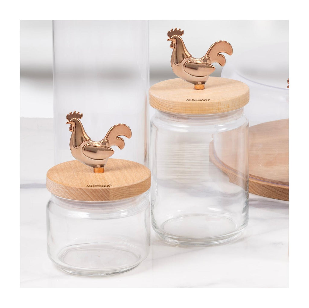 Glass Jar "Cocorico" 750 cc With Naturally Oiled Beechwood Lid