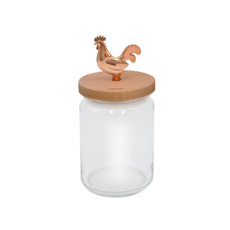 Bocal En Verre « Cocorico » 1000Cc Avec Un Bouchon En Hêtre Huilé Naturellement