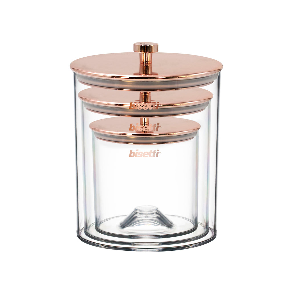 Stonerose
Three Airtight Jars
Space-Saving and Stackable
Acrylic Material
Rose Gold Colour
Gift Box