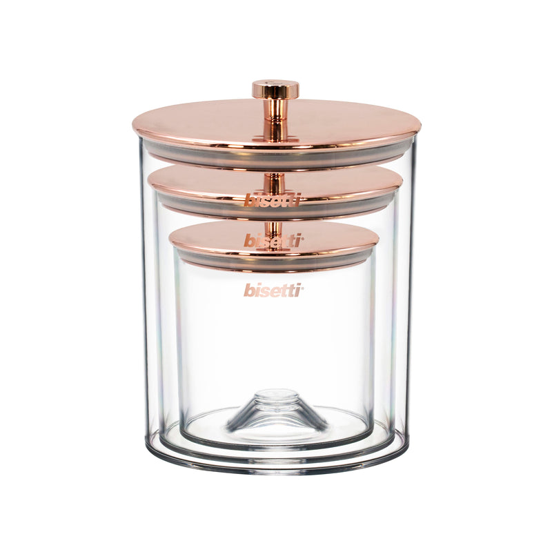 Stonerose
Trois Bocaux Hermétiques 
Économe D’Espace Et Empilable
Matériau Acrylique
Couleur Or Rose
Boîte Cadeau