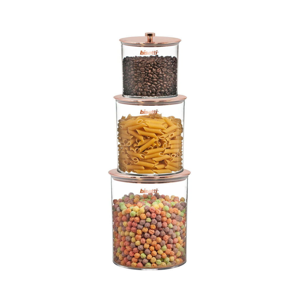 Stonerose
Three Airtight Jars
Space-Saving and Stackable
Acrylic Material
Rose Gold Colour
Gift Box