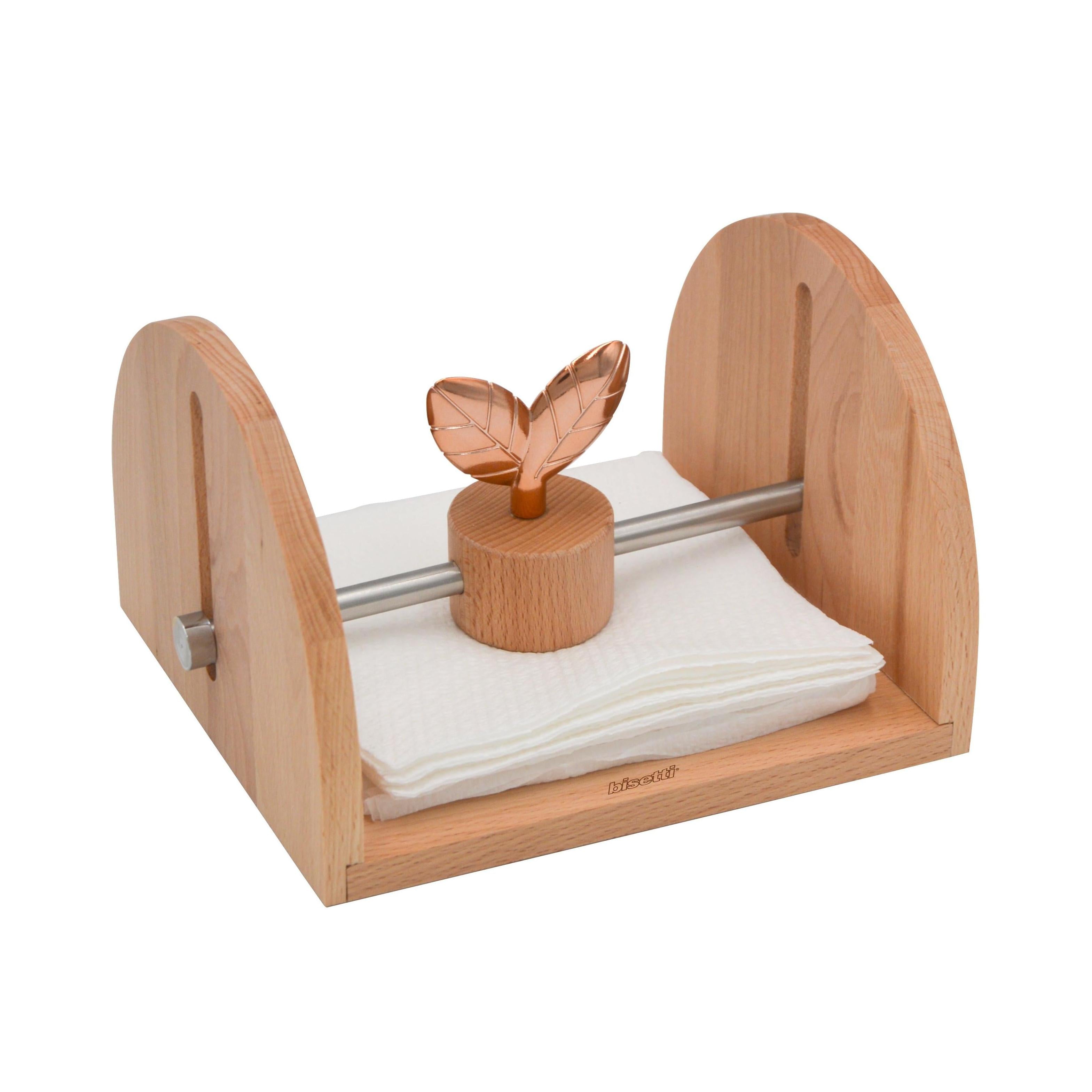 "Printemps D'Or" Natural Oiled Beech Wood Napkin Holder 20X18X12 Cm