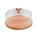 Porte-Fromage/Gâteau « Printemps D’Or » En Hêtre Huilé Naturel 31X31X22 Cm