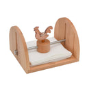 Porte-Serviettes « Cocorico » En Hêtre Huilé Naturel 20X18X12 Cm