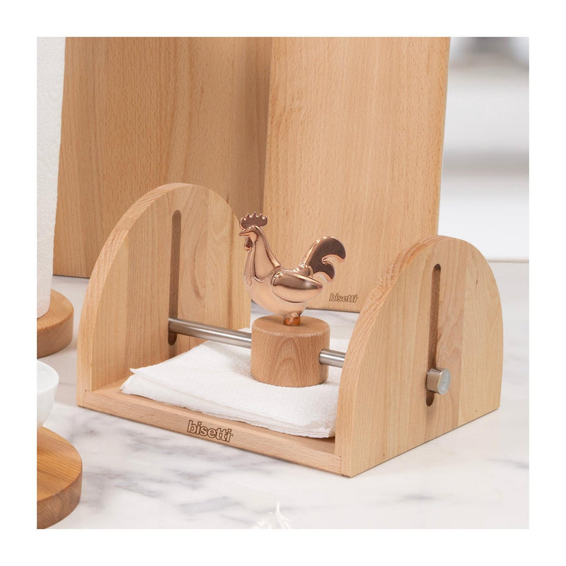 Porte-Serviettes « Cocorico » En Hêtre Huilé Naturel 20X18X12 Cm